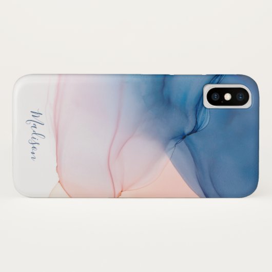 Blau und Abstrakte Tintenwaschmittel mit Name Case-Mate iPhone Hülle (Rückseite (Horizontal))