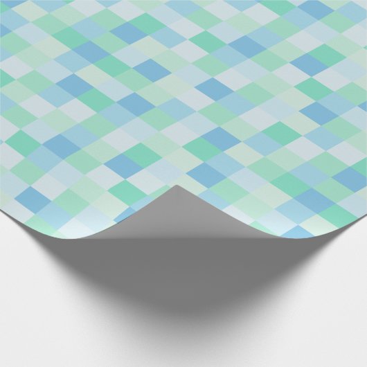 Blau-und Aqua-Blau-Quadrat-Packpapier Geschenkpapier (Ecke)