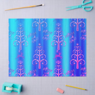 Blau und Aqua Moderne Weihnachten Seidenpapier