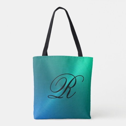 Blau- und Aqua-Ombre-Design mit Monogram Tasche (Rückseite)
