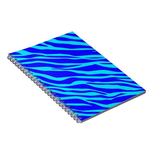 Blau und Aqua Zebra Streifen Notizblock (Rechte Seite)