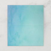 Blau und Aquamarin Ombre Wasserfarbe Blank Platzkarte (Außenseite Aufgefaltet)