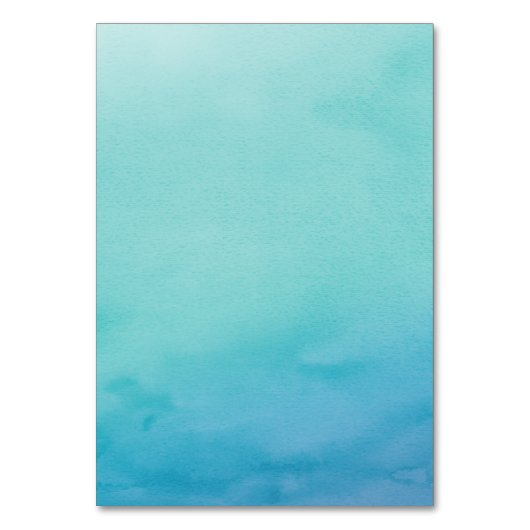 Blau und Aquamarin Ombre Wasserfarbe Blank Tischnummer (Rückseite)