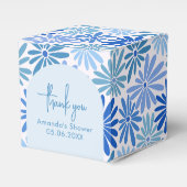 Blau und Aquamarin Retro Floral Groovy Baby Square Geschenkschachtel (Vorderseite)