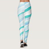 Blau und Aquamarin Streifen Abstrakt Leggings (Rückseite)