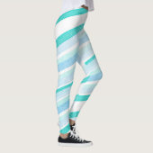 Blau und Aquamarin Streifen Abstrakt Leggings (Rechts)