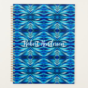 Blau und Aquamarin Wavy Modernes Abstrakt Planer