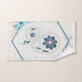Blau und Aquamarine Blumengrafik, "Leben beleben" Badhandtuch Set (Handtuch)