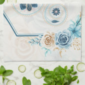 Blau und Aquamarine Kunst, "Leben beleben", Blumen Geschirrtuch (Gefaltet)