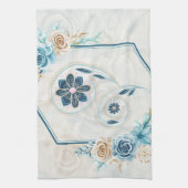 Blau und Aquamarine Kunst, "Leben beleben", Blumen Geschirrtuch (Vertikal)