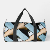Blau und Beige Abstrakt Duffle Bag (Rückseite)