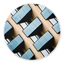 Blau und Beige Abstrakt Keramikknauf