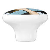 Blau und Beige Abstrakt Keramikknauf (Seitenansicht)