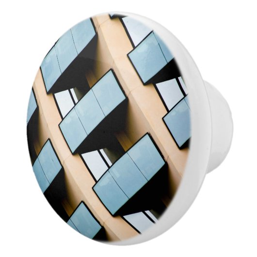 Blau und Beige Abstrakt Keramikknauf (Rechts)