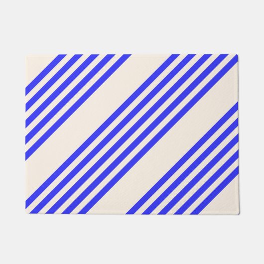 Blau und Beige, fünf Streifen Fußmatte (Vorderseite)