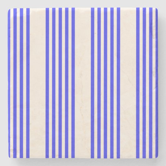 Blau und Beige, fünf Streifen Steinuntersetzer (Vorderseite)