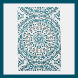Blau und Beige Mandala-Musterdesign Geschirrtuch