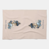 Blau und Beige Moderne Weihnachtsküche Handtuch (Horizontal)