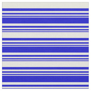 Blau- und Beigefarbenes Linienmuster Stoff