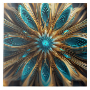 Blau und Blonde Floral Radial 3-d Abstrakt Fliese