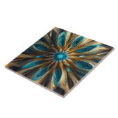 Blau und Blonde Floral Radial 3-d Abstrakt Fliese (Seite)