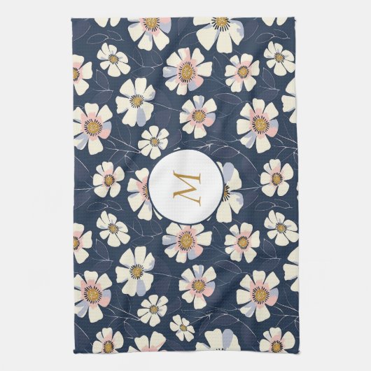 Blau- und Blumendesign Geschirrtuch (Vertikal)