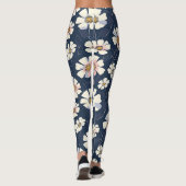 Blau- und Blumendesign Leggings (Rückseite)