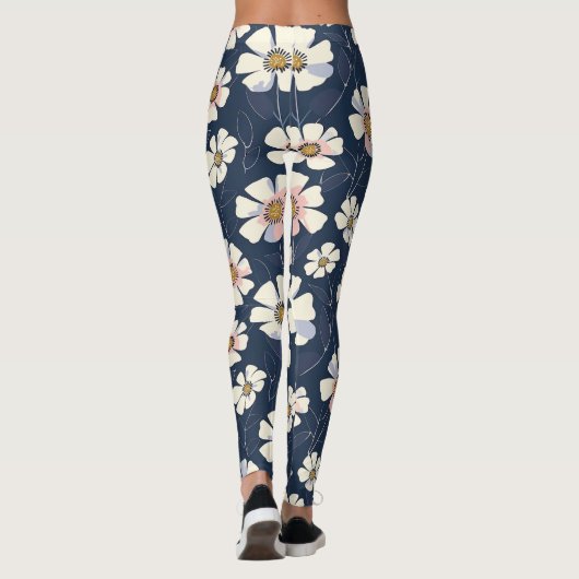 Blau- und Blumendesign Leggings (Rückseite)