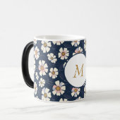 Blau- und Blumendesign Verwandlungstasse (Vorderseite Links)