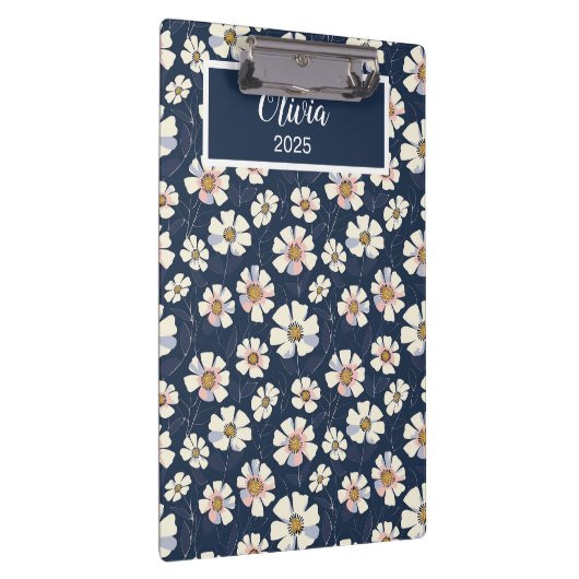 Blau- und Blumenmuster Klemmbrett (Rechts)