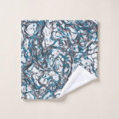 Blau und Braun Badhandtuch Set (Waschlappen)