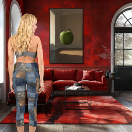 Blau und braun - Denim-Patchwork - Benutzerdefinie Capri Leggings