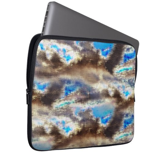 Blau und braun färbte Textur in rauem Holz Laptopschutzhülle (Vorne Rechts)