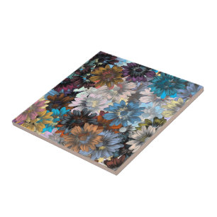 Blau und braun floral fliese