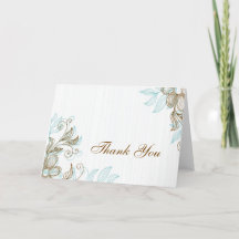 Blau und braun floral Vielen Dank Karte