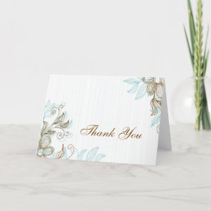 Blau und braun floral Vielen Dank Karte
