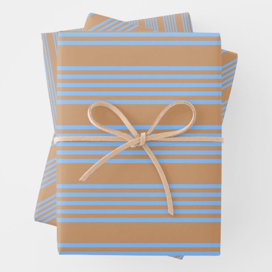 Blau und braun, fünf Streifen Geschenkpapier Set (Beispiel)