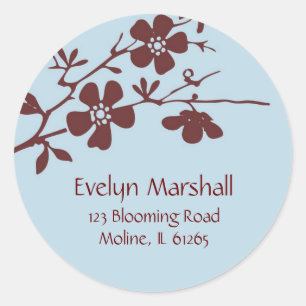 Blau- und Braunblüten, Adressetiketten Runder Aufkleber