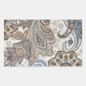 Blau- und Braunpaisley-Muster Rechteckiger Aufkleber (Vorderseite)