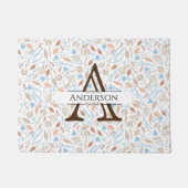 Blau- und Brauntöne-Blätter | Monogram Falltürmatt Fußmatte (Vorderseite)