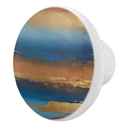 blau und bronze abstrakt keramikknauf (Rechts)