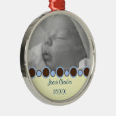 Blau und Brown-Grenzpersonalisierte Silbernes Ornament (Rechts)