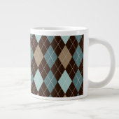 Blau und Brown-Rauten-Mode-Muster Jumbo-Tasse (Rechts)