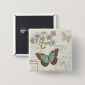 Blau und Brown-Schmetterling Button (Vorne & Hinten)