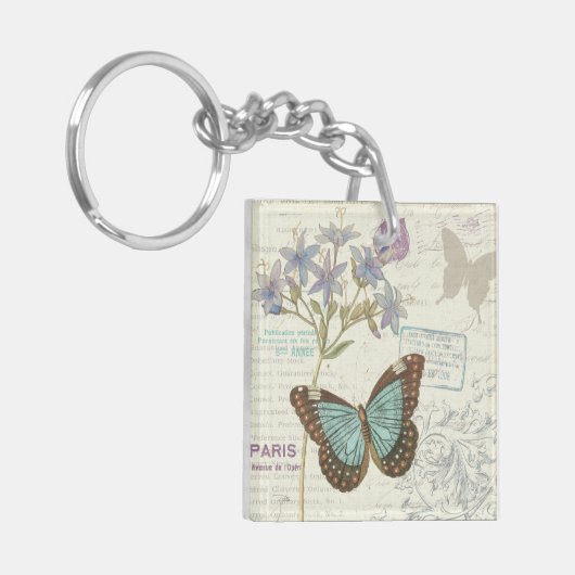 Blau und Brown-Schmetterling Schlüsselanhänger (Vorderseite links)