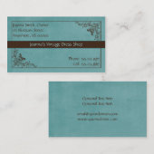 Blau und Brown-Strudel-Vintage Geschäfts-Karte Visitenkarte (Vorne/Hinten)