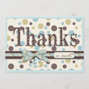Blau und Brown-Tupfen danken Ihnen Babyparty Dankeskarte