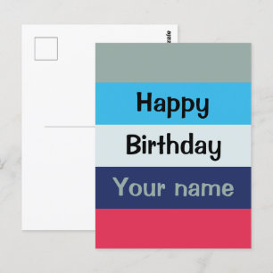 Blau und Burgunderroter Geburtstag Postkarte