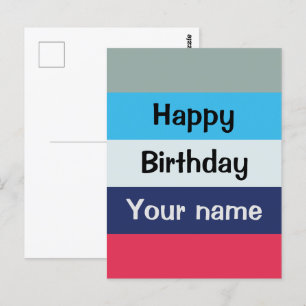 Blau und Burgunderroter Geburtstag Postkarte