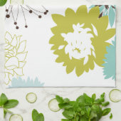 Blau und Chartreuse Modernes Muster Handtuch (Gefaltet)